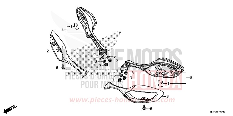 RUECKSPIEGEL von CBR1000RR SP SP1 SP2 VIBRANT ORANGE (YR250X) von 2015
